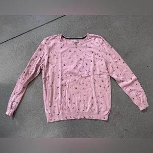 Daniel Rainn Women’s Pink Bird-Print Crewneck Sweater